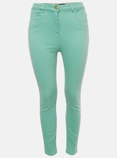 Elisabetta Franchi Green Cotton High Rise Skinny Jeans M Waist 26"