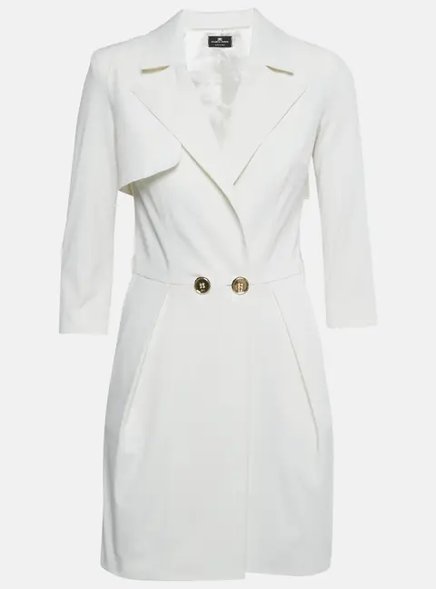 Elisabetta Franchi White Crepe Blazer Dress S
