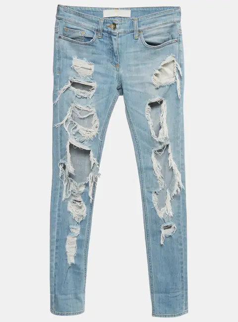 Elisabetta Franchi Blue Distressed Denim Skinny Jeans S Waist 28"