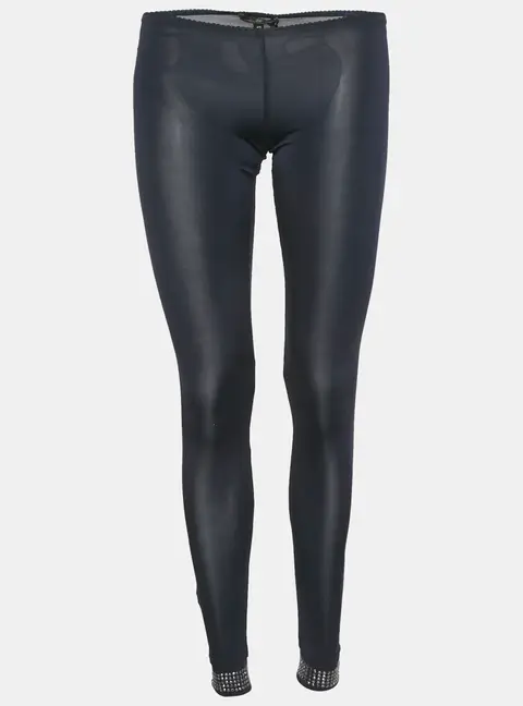 Elisabetta Franchi Navy Blue Jersey Studded Hem Leggings M