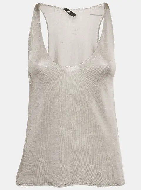 Elisabetta Franchi Grey Rib Knit Tank Top M