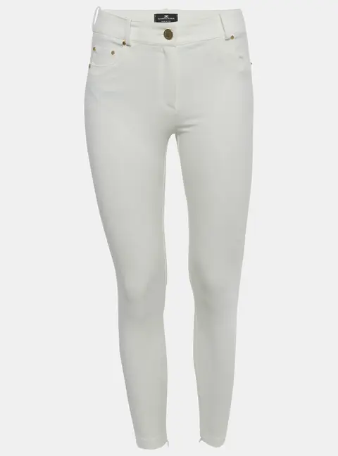 Elisabetta Franchi White Nylon Slim Fit Trousers M