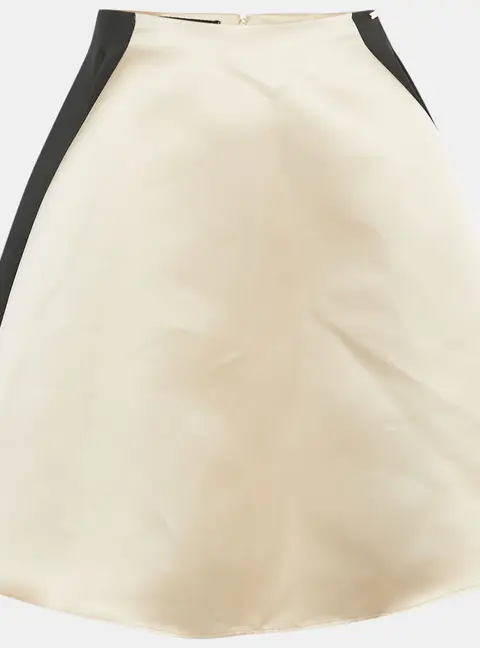 Elisabetta Franchi Black/Cream Satin Pleated Skirt M