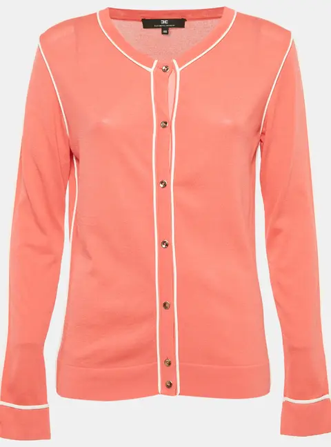 Elisabetta Franchi Pink Knit Cardigan L