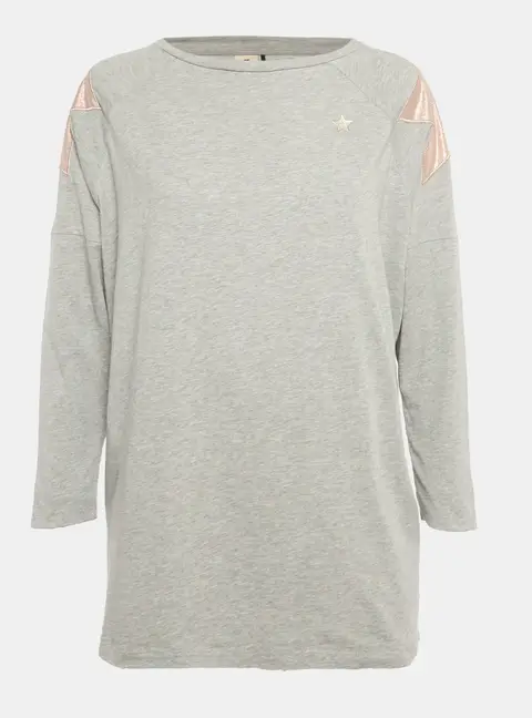 Elisabetta Franchi Grey Cotton Star Patch Detail T-Shirt M