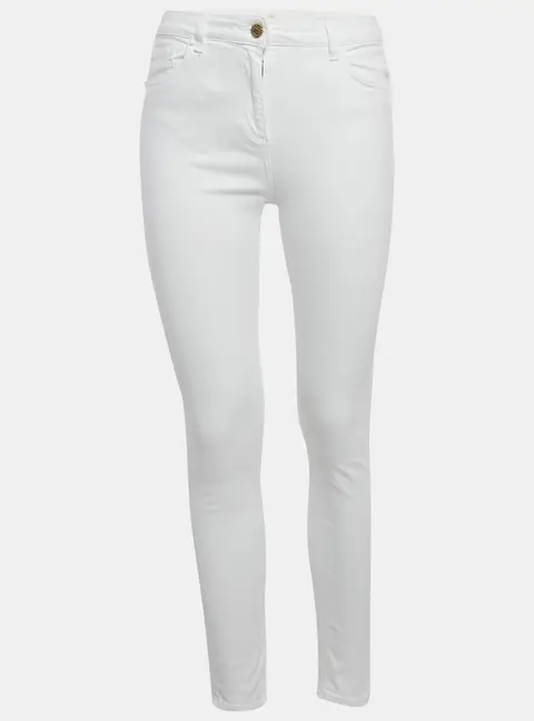 Elisabetta Franchi White High Waist Denim Skinny Fit Jeans M Waist 27"