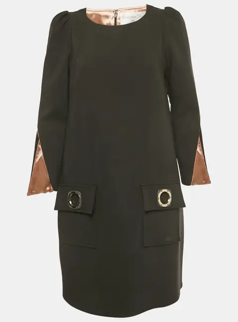 Elisabetta Franchi Black Crepe Passepartout Dress M