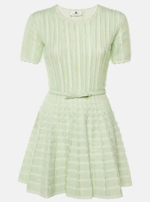 Elisabetta Franchi Green Knit Ruffled Mini Dress M
