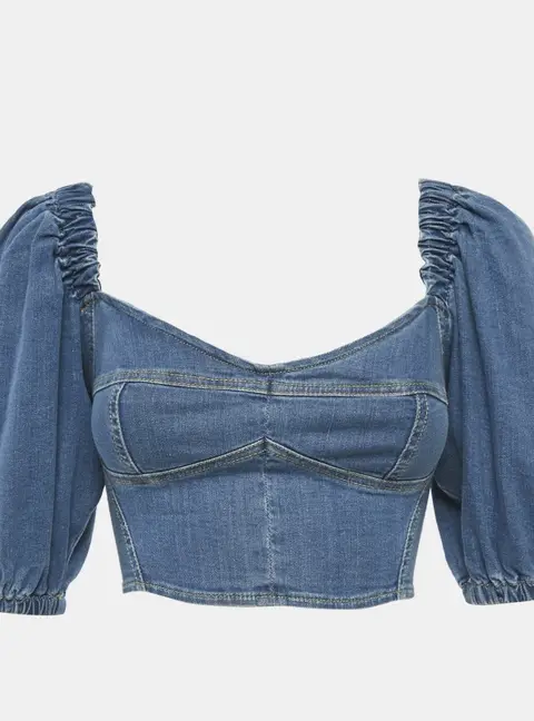 Elisabetta Franchi Denim Crop Top S