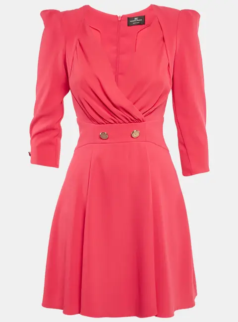 Elisabetta Franchi Pink Crepe V-Neck Mini Dress S