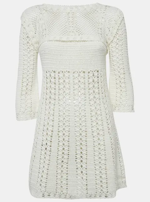 Elisabetta Franchi White Crochet Sheer Mini Dress S