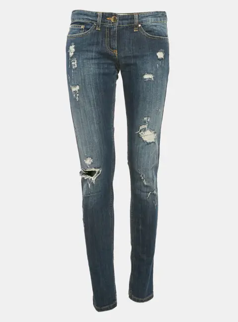 Elisabetta Franchi Nay Blue Distressed Denim Jeans S