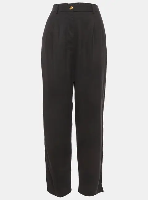Elisabetta Franchi Black Gabardine Pleated Trousers M