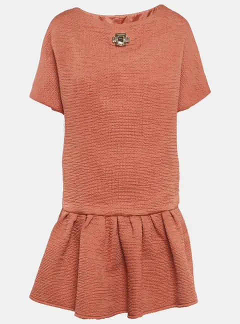 Elisabetta Franchi Pink Seersucker Peplum Top M