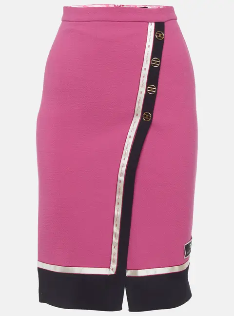 Elisabetta Franchi Pink Crepe Pencil Skirt S