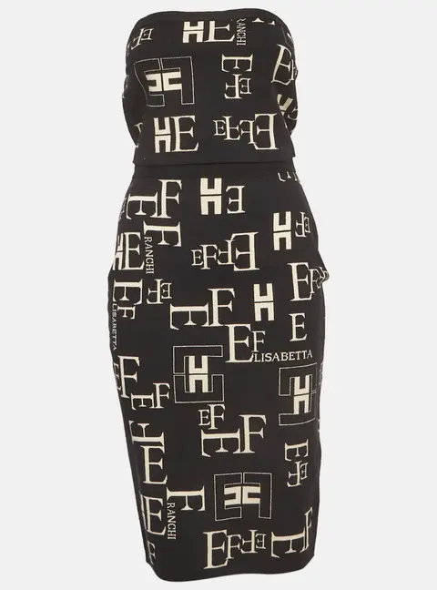 Elisabetta Franchi Black Jacquard Knit Set M