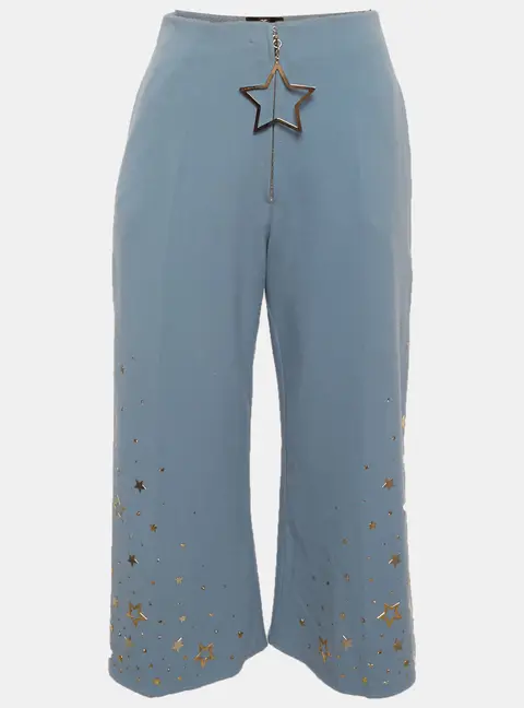 Elisabetta Franchi Blue Stretch Cotton Wide Leg Culottes S
