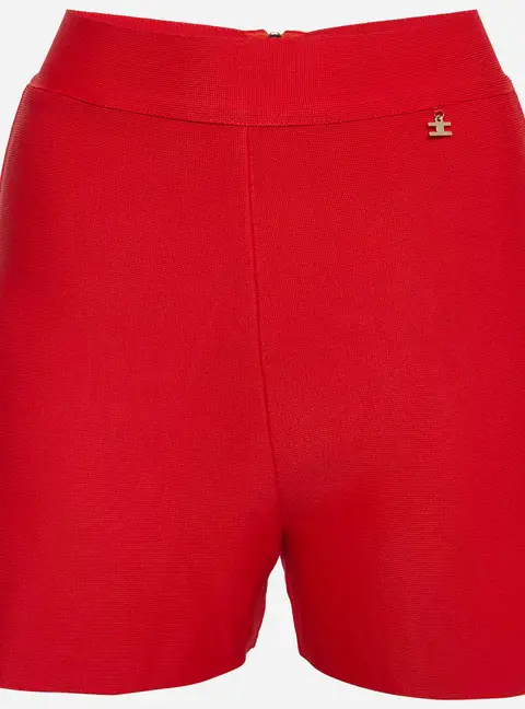 Elisabetta Franchi Red Stretch Knit High Waist Shorts S