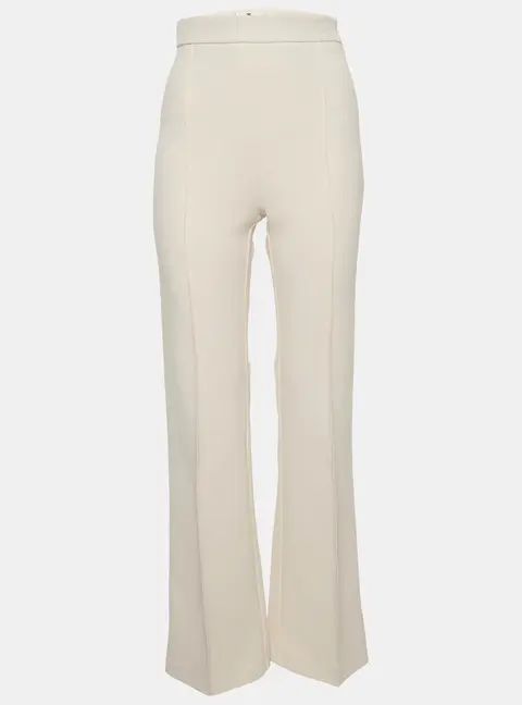 Elisabetta Franchi Cream Stretch Crepe Wide Leg Trousers S