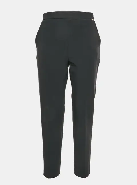 Elisabetta Franchi Black Crepe Straight Fit Trouser M