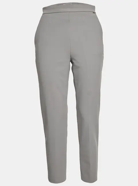 Elisabetta Franchi Grey Crepe Straight Fit Trousers M