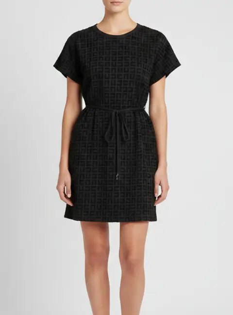 Elisabetta Franchi Black Monogram Patterned Cotton Knit Mini Dress M