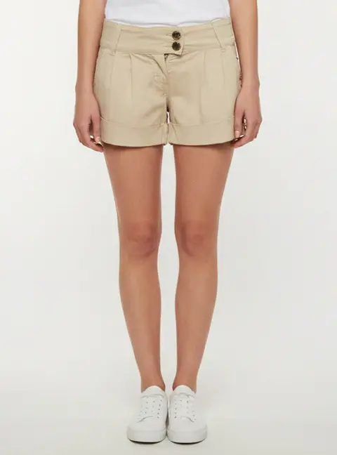 Elisabetta Franchi Beige Cotton Low Rise Mini Shorts M
