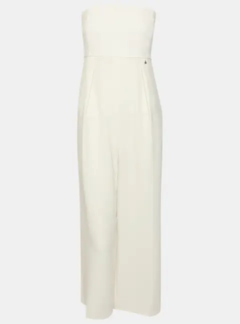 Elisabetta Franchi White Crepe Strapless Jumpsuit M