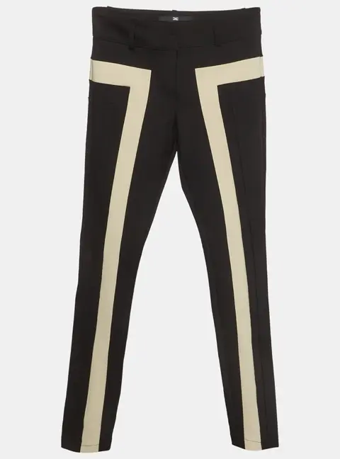 Elisabetta Franchi Black Jersey Stripe Detail Fitted Trousers S