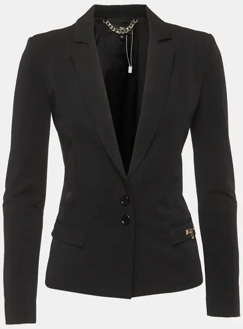 Elisabetta Franchi Black Gabardine Fitted Blazer S