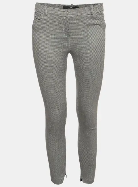 Elisabetta Franchi Black/White Textured Linen Blend Cropped Pants S