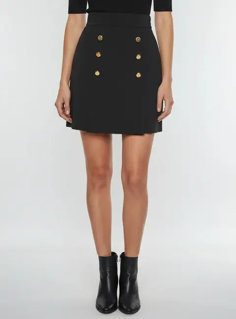 Elisabetta Franchi Black Crepe Pleated Mini Skirt XS