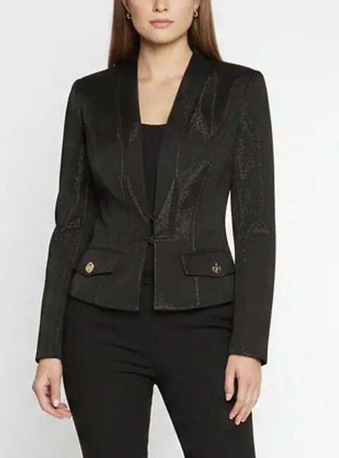 Elisabetta Franchi Black Lurex and Crepe Slim Fit Blazer M
