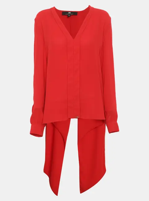Elisabetta Franchi Red Crepe Tunic Dress M