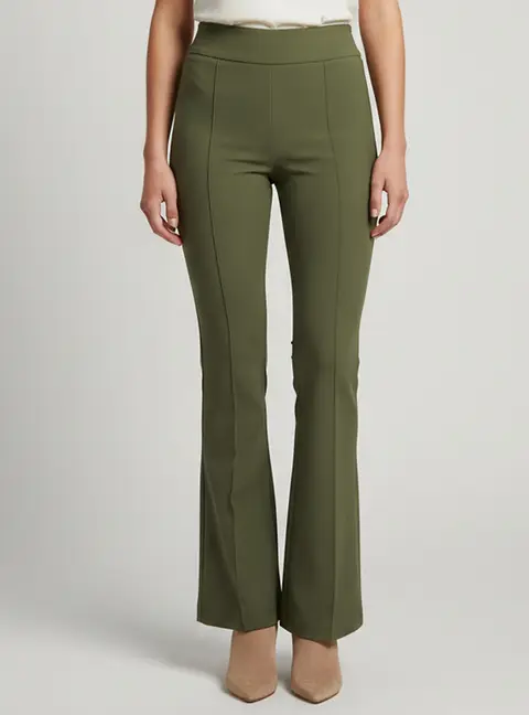 Elisabetta Franchi Green Stretch Crepe Flared Trousers S