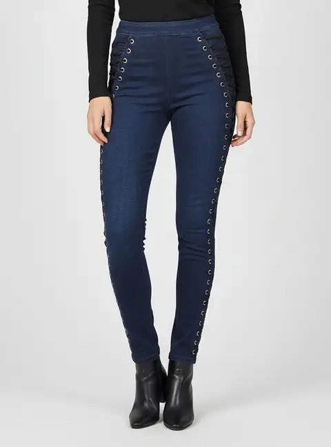 Elisabetta Franchi Blue Denim High Waist Skinny Jeans S/Waist 24"