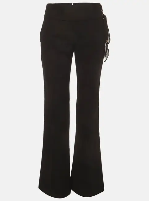 Elisabetta Franchi Black Crepe Regular Fit Pants S