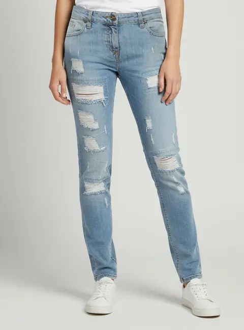 Elisabetta Franchi Blue Denim Distressed Jeans M / Waist 33"