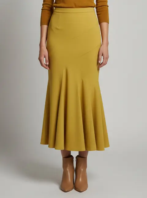 Elisabetta Franchi Yellow Crepe Asymmetrical Maxi Skirt M
