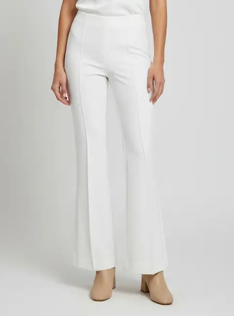 Elisabetta Franchi White Crepe Wide Leg Trousers S