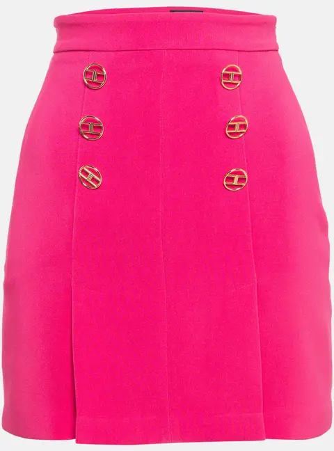 Elisabetta Franchi Pink Logo Embellished Mini Skirt S