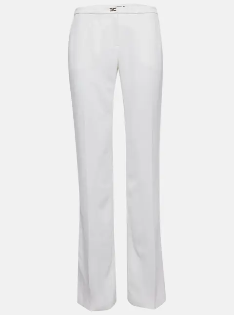 Elisabetta Franchi White Crepe Boot Leg Trousers M