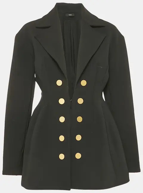 Ellery Black Gabardine Button Detail Coat S