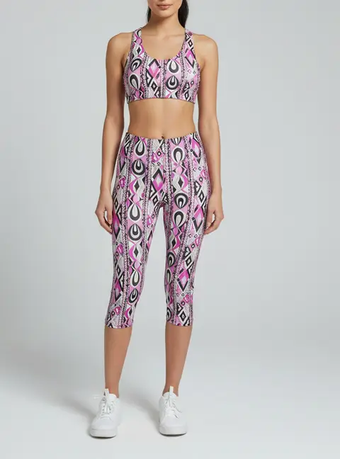 Emilio Pucci Pink Geometric Print Jersey Activewear Set S