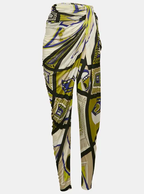 Emilio Pucci Multicolor Printed Jersey Draped Trousers S