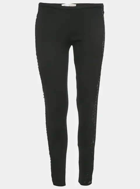 Emilio Pucci Black Lace Trim Jersey Skinny Trousers M