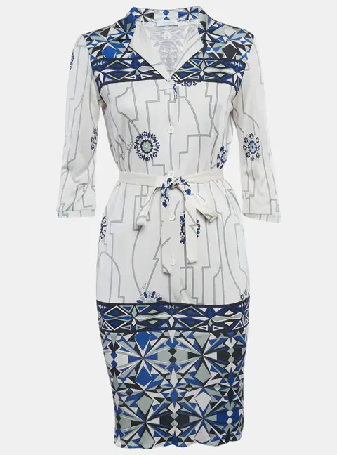 Emilio Pucci Firenze White Printed Silk Short Dress S
