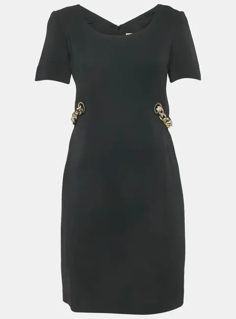 Emilio Pucci Black Crepe Ribbon Details Mini Dress M