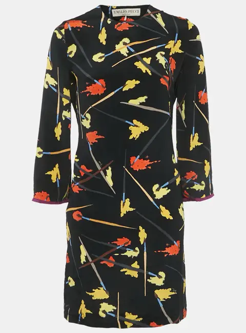 Emilio Pucci Multicolour Brush Print Silk Mini Dress S