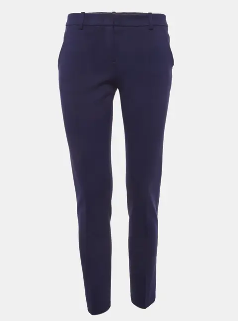 Emilio Pucci Blue Stretch Crepe Straight Fit Trousers M Waist/28"
